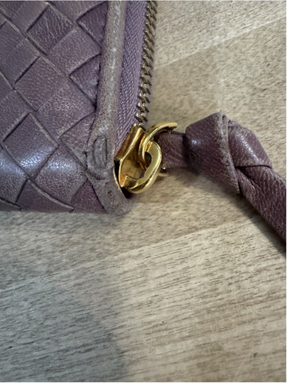 Bottega Veneta Authentic Intrecciato Leather Zip Around Women Wallet Mauve - Picture 8 of 14